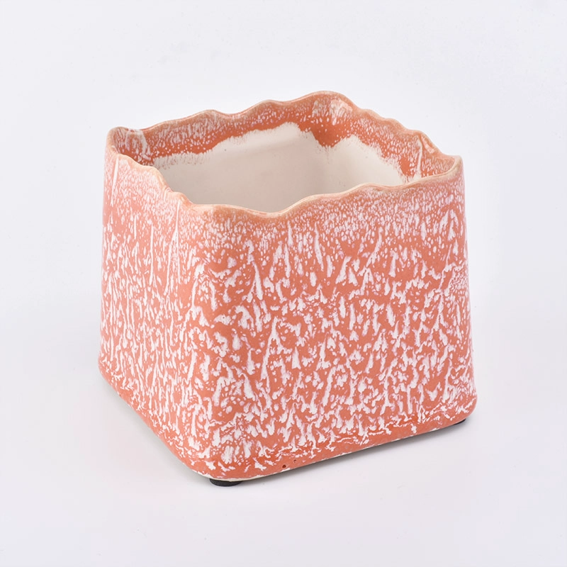 Amber glazed square ceramic candle jar Amber glazed square ceramic candle jar