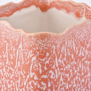 Amber glazed square ceramic candle jar