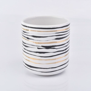 bougeoir en céramique fond courbe avec rayures 12 oz