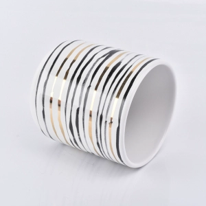 bougeoir en céramique fond courbe avec rayures 12 oz
