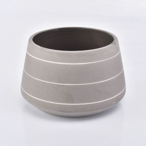 large ceramic candle container grey color
