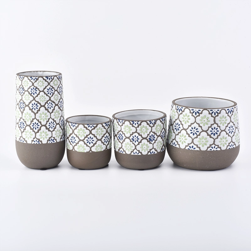 24oz ceramic jar with flower pattern