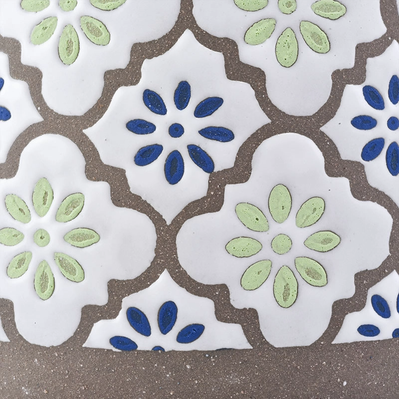 24oz ceramic jar with flower pattern