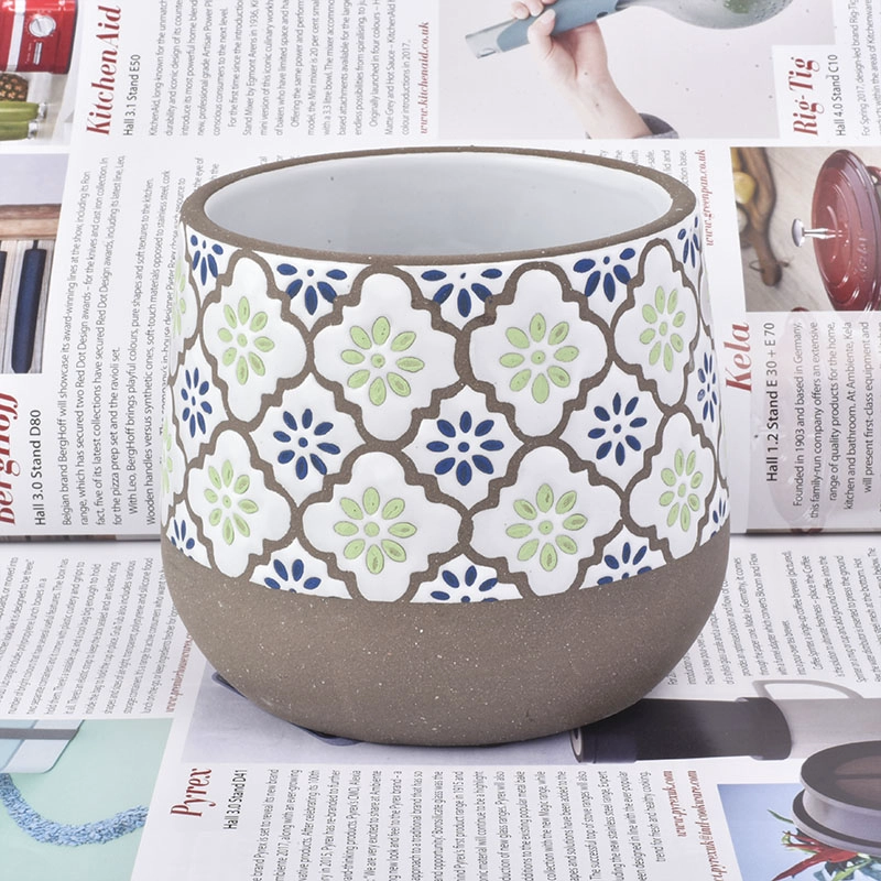 24oz ceramic jar with flower pattern