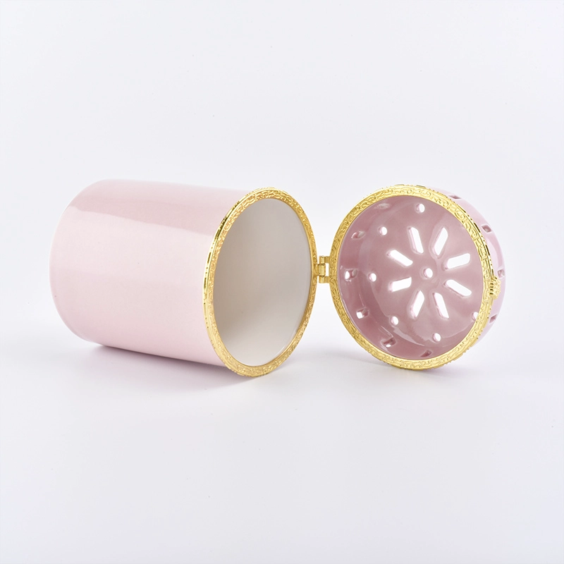 wholesale price candle jars ceramics with unique lids for home decor