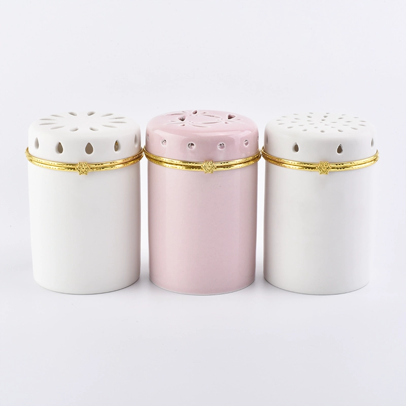 wholesale price candle jars ceramics with unique lids for home decor