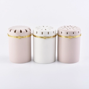 장식 뚜껑이 달린 세라믹 캔들 용기