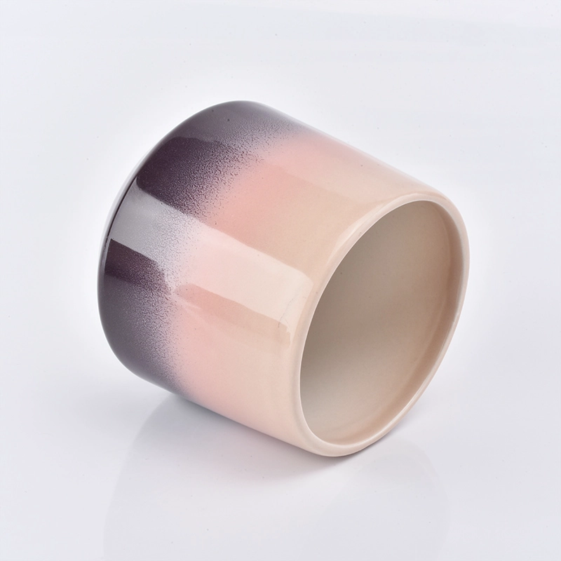 Hot Luxury Double Color Round Bottom Ceramic Candle Holder 10oz Popular Selling Home Decoration