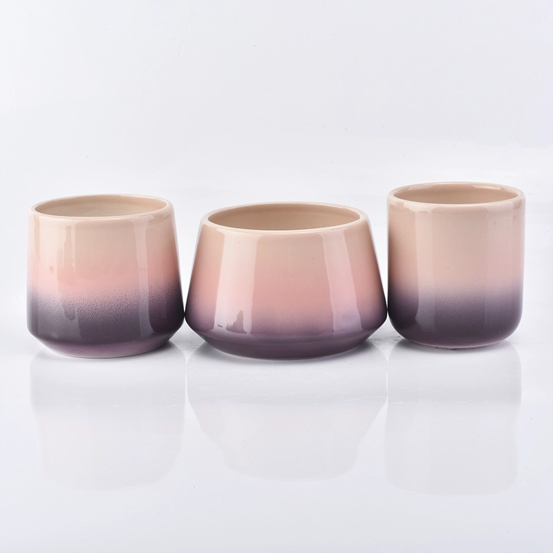 Hot Luxury Double Color Round Bottom Ceramic Candle Holder 10oz Popular Selling Home Decoration