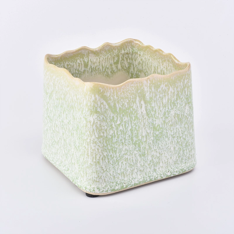 variable glazed square ceramic candle jar variable glazed square ceramic candle jar