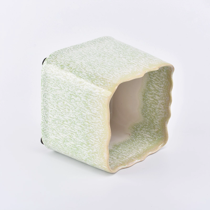 variable glazed square ceramic candle jar variable glazed square ceramic candle jar