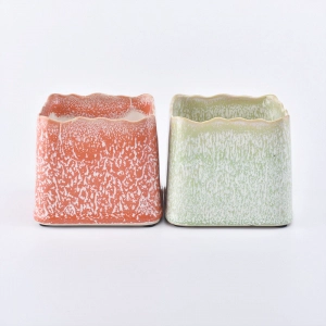 variable glazed square ceramic candle jar