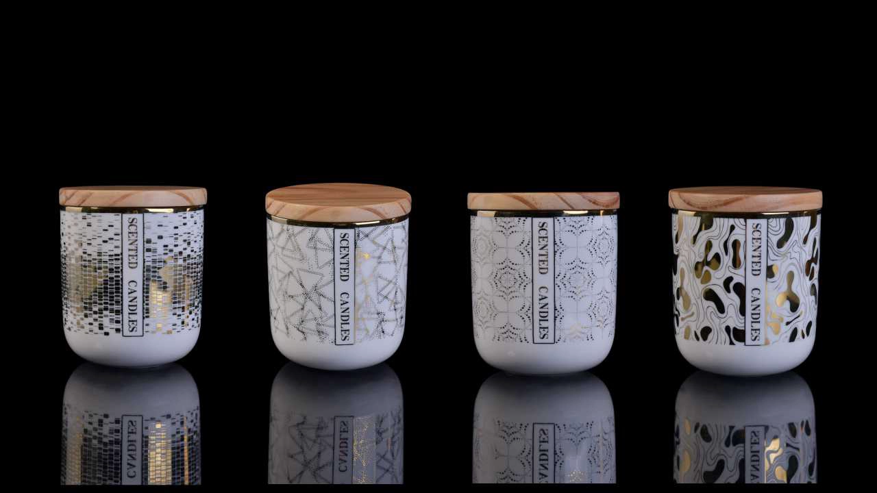 White Color Ceramic Candle Jars With Lids