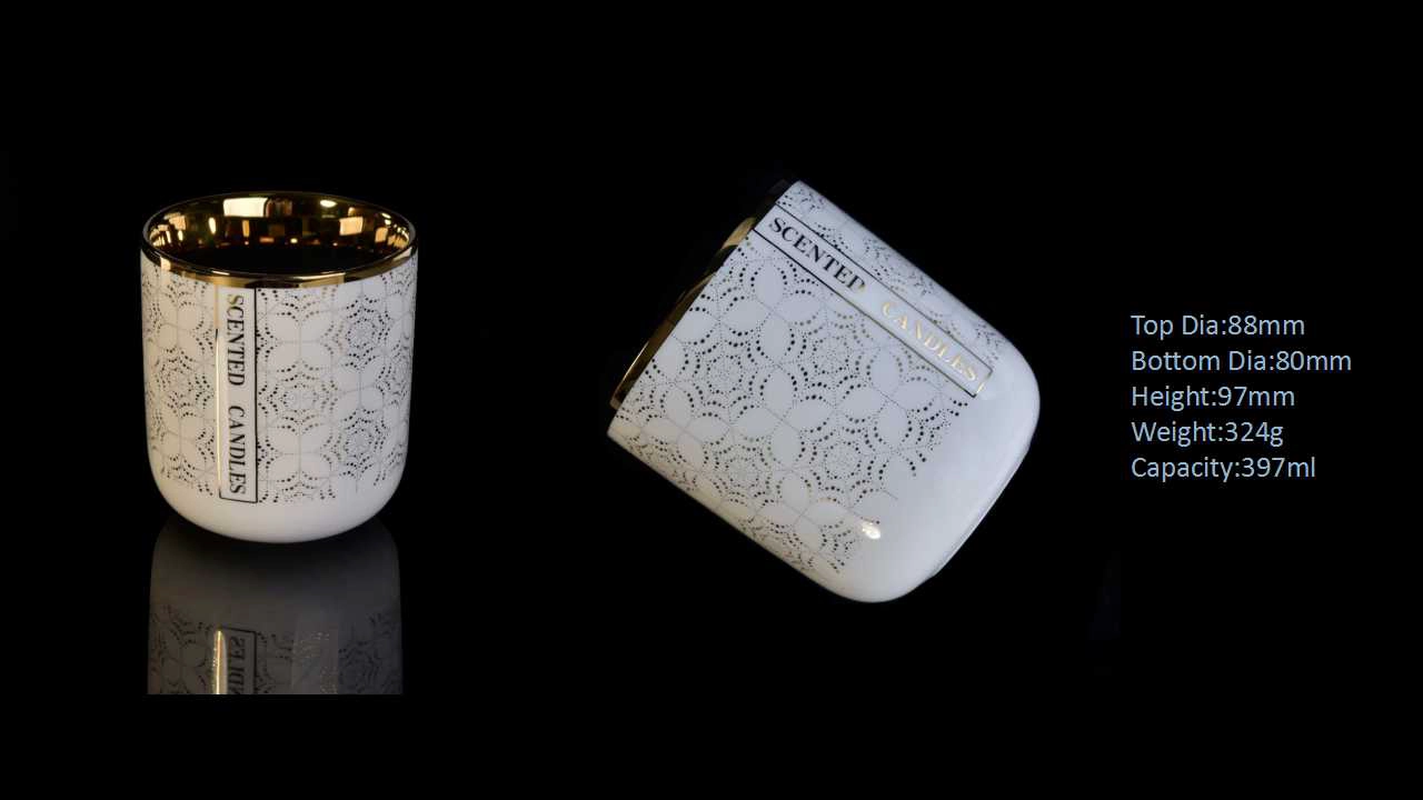 White Color Ceramic Candle Jars With Lids