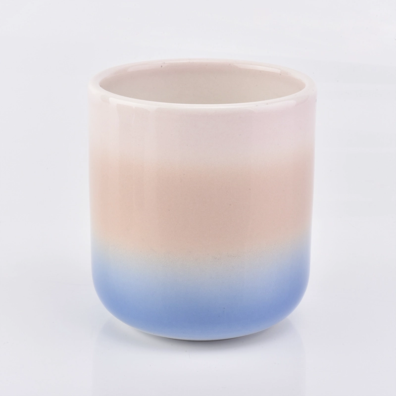 Rainbow gradual ceramic candle holder