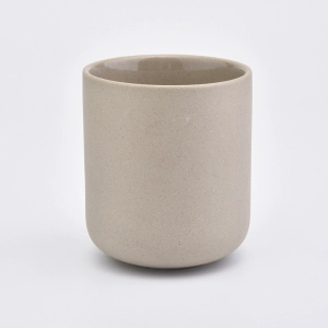 Pabilog na hugis dilaw na kulay ceramic candle jar pakyawan
