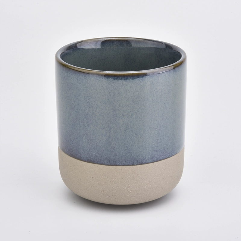 Reactive glazed ceramic candle vessel Reactive glazed ceramic candle vessel