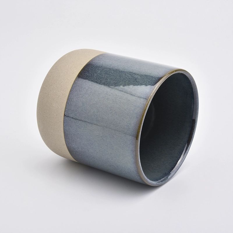 Reactive glazed ceramic candle vessel