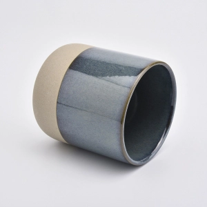 Reactive glazed ceramic candle vessel