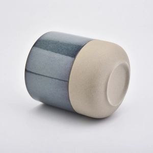 Reactive glazed ceramic candle vessel