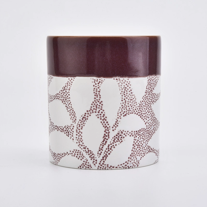 Luxury ceramic candle jar with colorful painting for candle making Luxury ceramic candle jar with colorful painting for candle making