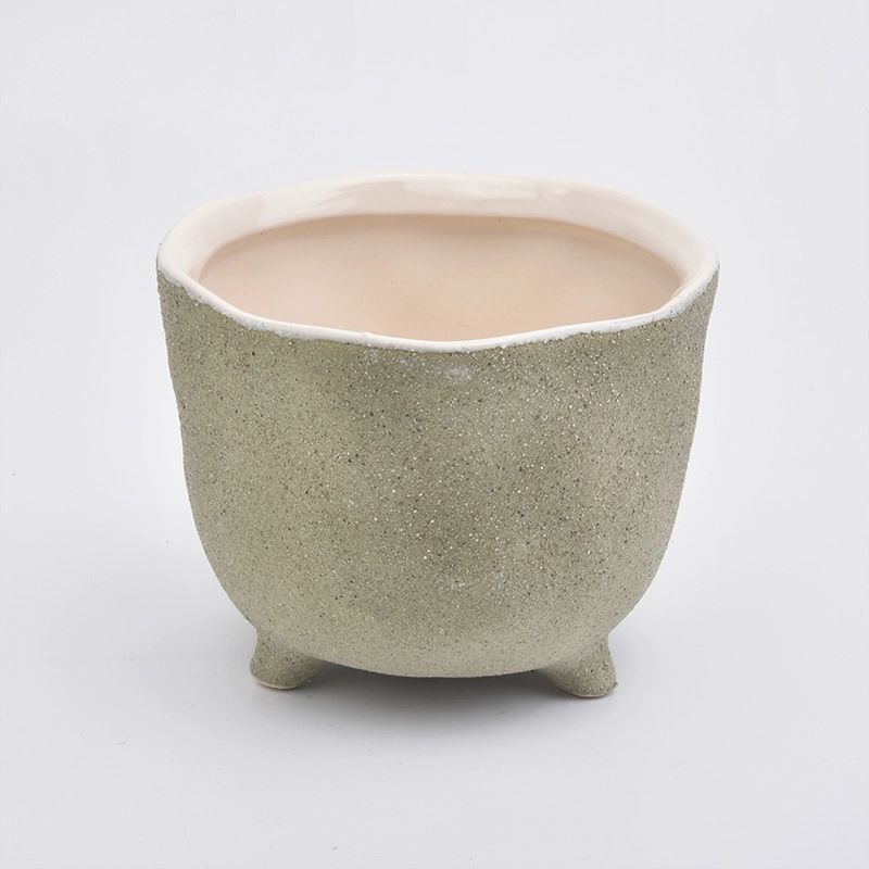 Mint Sandy Finish Ceramic Jar Ceramic Candle Vessel