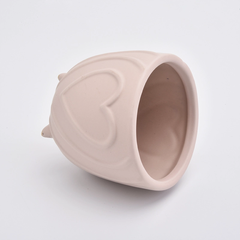 Matte Pink Heart Footed Ceramic Holder Home Decoration