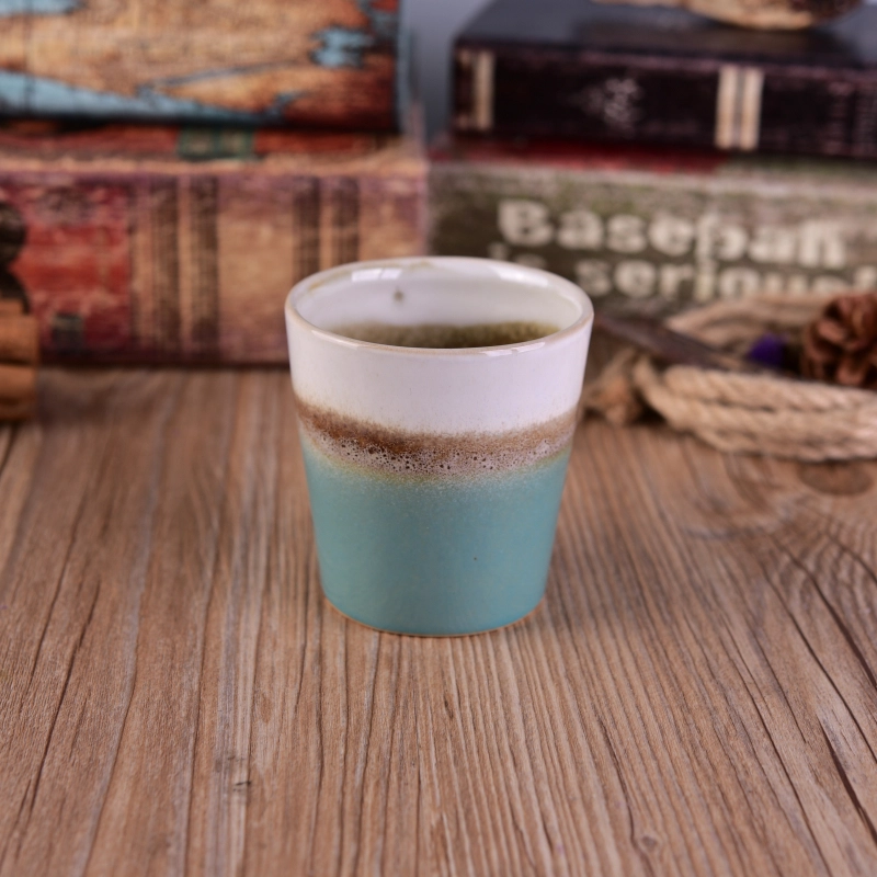 100ml color mixed V shape ceramic votive candle jar