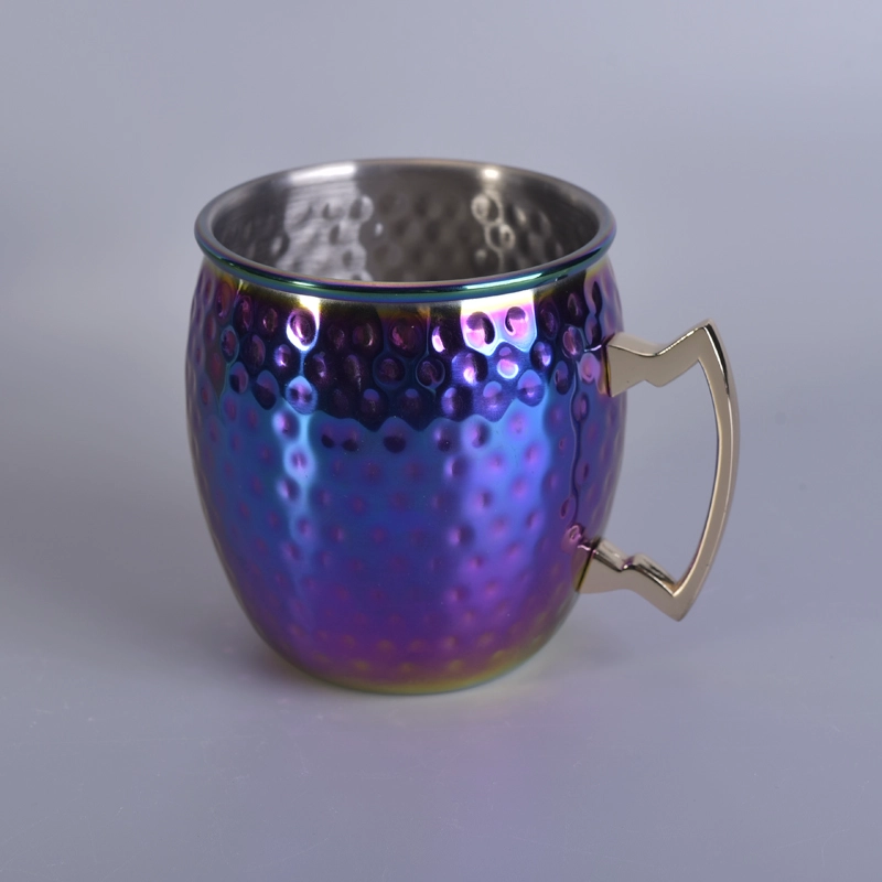 Wholesale luxury rose gold plating metal candle holders with handle