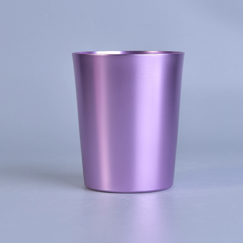 Light violet V shape metal candle jars for home decor wholesale
