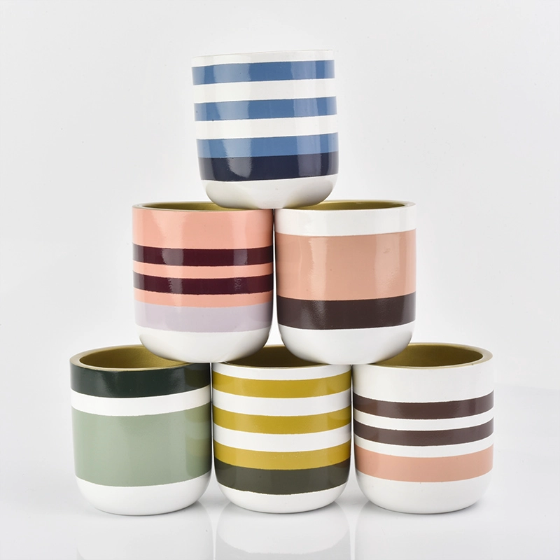 High quality concrete candle jars with hand painting High quality concrete candle jars with hand painting