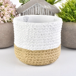 Vævet poseeffekt beton 15 oz stearinlys krukke dekoration blomsterpotte gul
