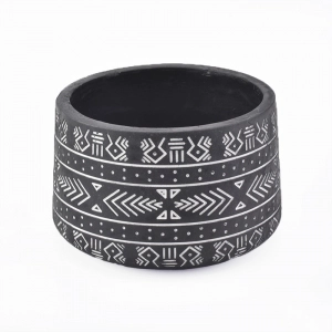 30oz black concrete candle holders with laser logo