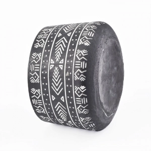 30oz black concrete candle holders with laser logo