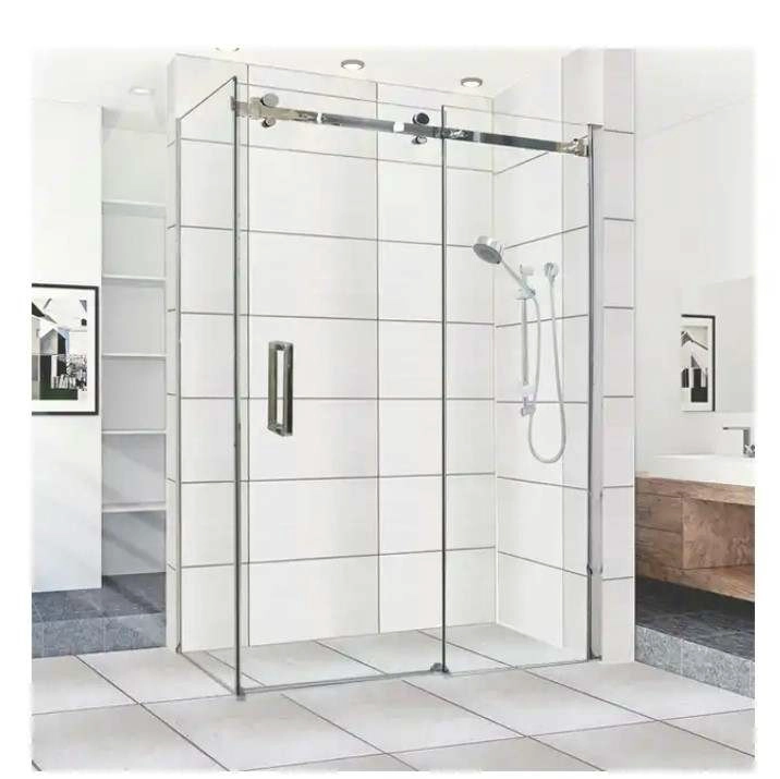Modern Clear Tempered Glass Shower Door Stainless Steel Frame Dry And Wet Separation For Luxury Bathroom