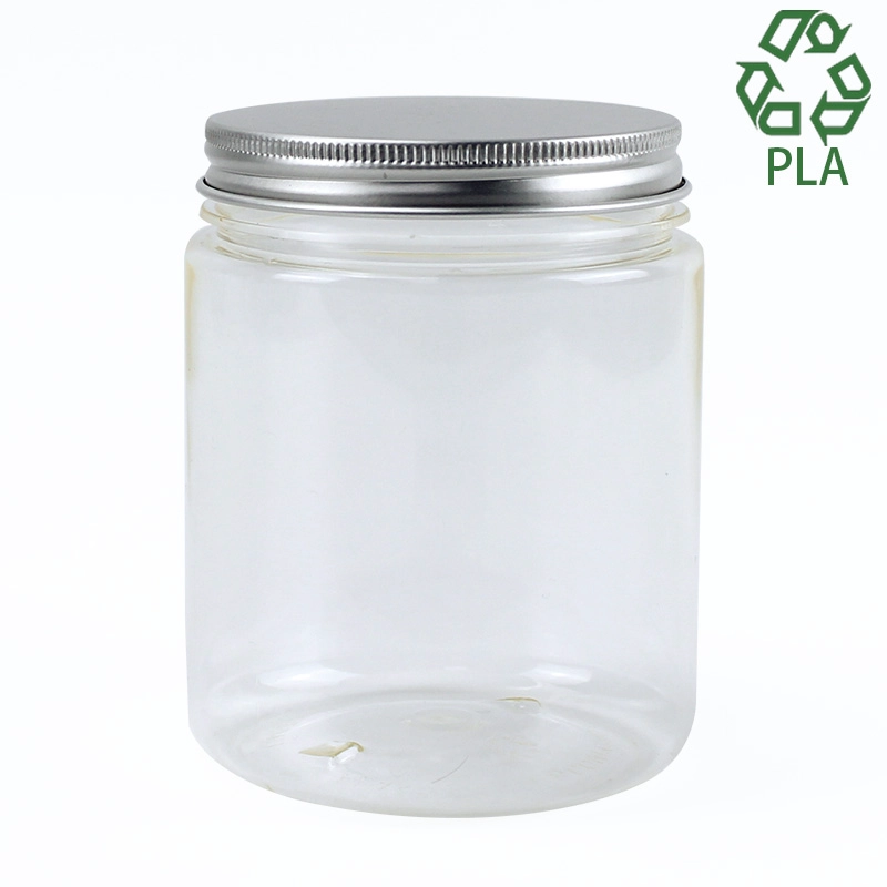 Cina Barattolo in plastica PLA trasparente all'ingrosso per lattine per alimenti larghe con tappo a vite in alluminio pe per barattolo per la conservazione quotidiana degli alimenti produttore