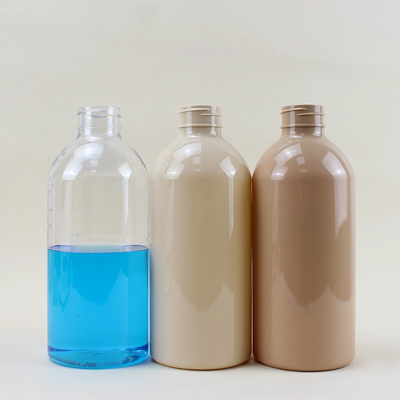 Chine Simple Design Empty Blue Gray 300ml 500ml PET Flat Shoulder Lotion Oil Cleanser Plastic Pump Bottles for hair oil - COPY - q2m4if fabricant