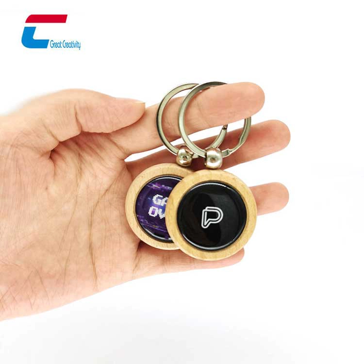 China Programmable Wood RFID Key Tag NFC Epoxy Keychain Key Fob Wholesale manufacturer