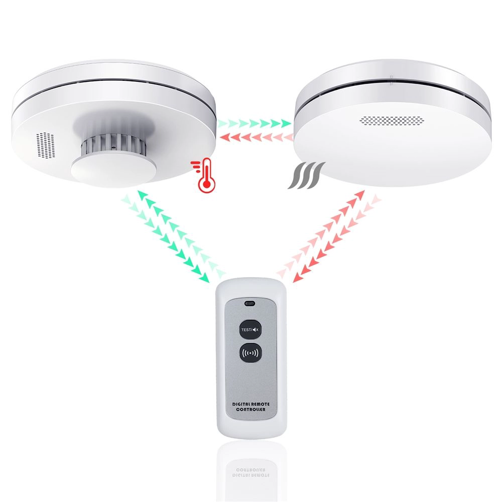 China Home alarm system wireless interconnected smoke detector Interlinked smart remoter control Fire smoke alarm manufacturer