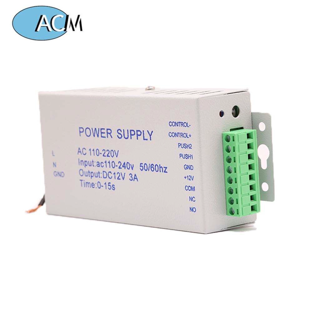 Neue Türschloss-Stromquelle, Zugangskontrollsystem, Schalter 110–240 V auf DC 12 V, 3 A, zeitverzögerte Stromversorgung