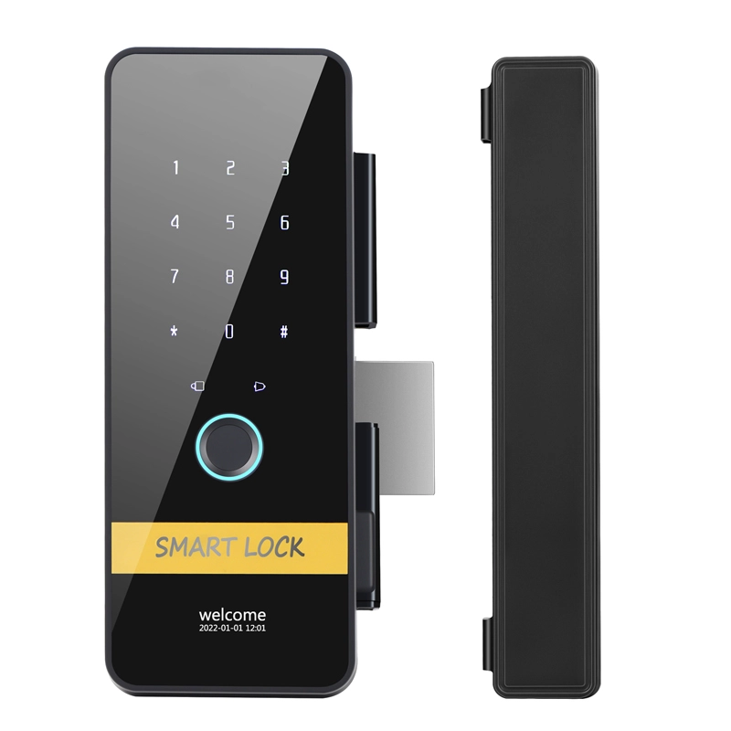 Xitoy Raqamli biometrik ramkasiz RFID karta kodi TTlock Smart barmoq izi kalitli shisha eshik qulfi ishlab chiqaruvchi