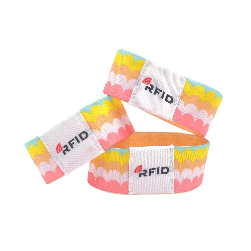 porcelana Pulsera elástica personalizada de alta calidad, pulsera tejida RFID para festival, pulsera NFC para eventos de conciertos fabricante