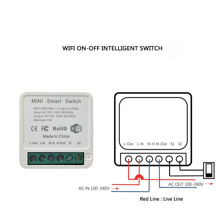 Kualitas Tinggi Penjualan Terlaris 16A Mini Smart Wifi DIY Switch Mendukung Otomatisasi Kontrol 2 Arah Modul Saklar Wifi
