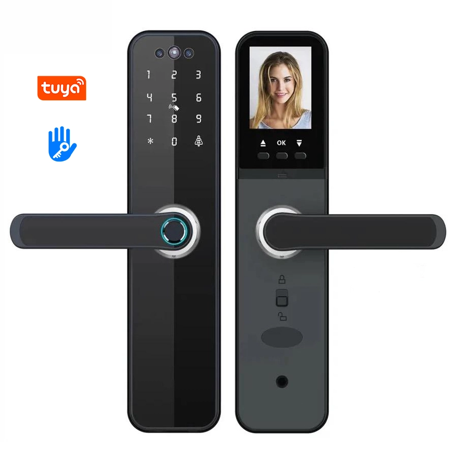 Chiny Nowoczesny apartament Hotel Tuya TTlock Odcisk palca z ekranem TFT Aplikacja z kodem karty Elektroniczny inteligentny zamek do drzwi producent