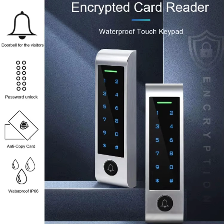 Çin Çin Fabrika Bağımsız Şifreli RFID NFC Erişim Kontrol Kartı Okuyucu 1000 Kullanıcı Kapı Zili Fonksiyonu ile Wiegand Giriş Çıkışı üretici firma