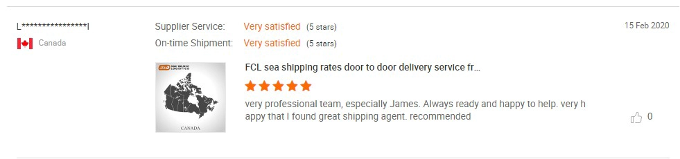 Freight forwarder Philippines to Canada sea shipping door to door service with customs clearance