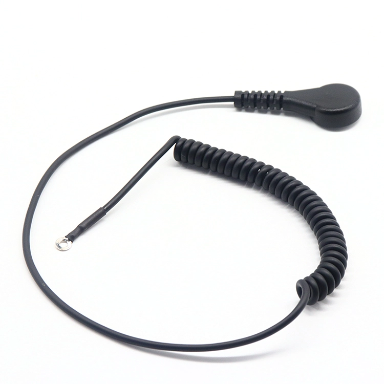 Cable en espiral hembra con resorte a presión de electrodo de 4,0 mm con terminal de anillo redondo