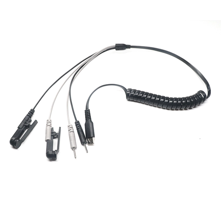 USB-C-Stecker auf 2,0-mm-Elektroden-Steckerstift-Anschlussdraht mit Federspiral-Spiralkabel