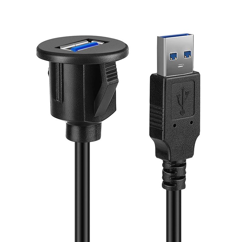 Single Ports USB 3.0 Male to Female Waterproof Panel Flush Mount Extension Cable