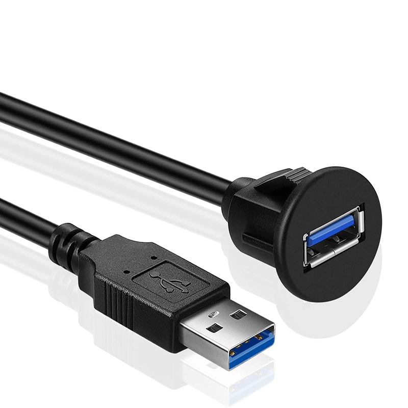 Single Ports USB 3.0 Male to Female Waterproof Panel Flush Mount Extension Cable